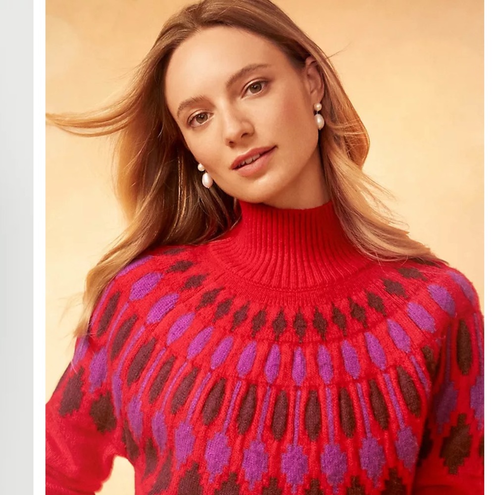 NWT - Ann Taylor Fair Isle Turtleneck Sweater - Size M